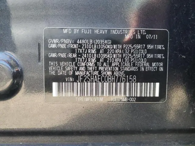 2011 SUBARU FORESTER LIMITED  