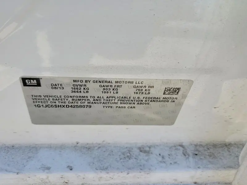 2013 CHEVROLET SONIC   