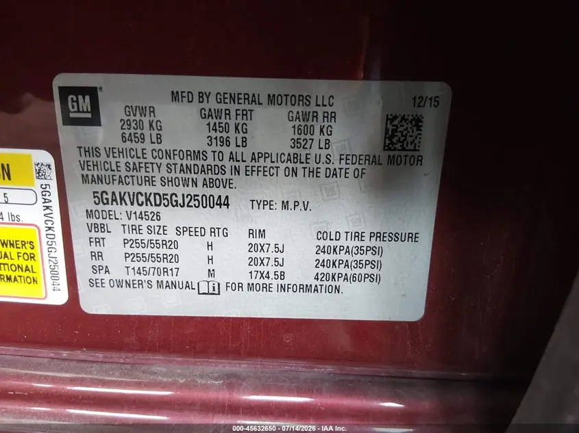 2016 BUICK ENCLAVE PREMIUM