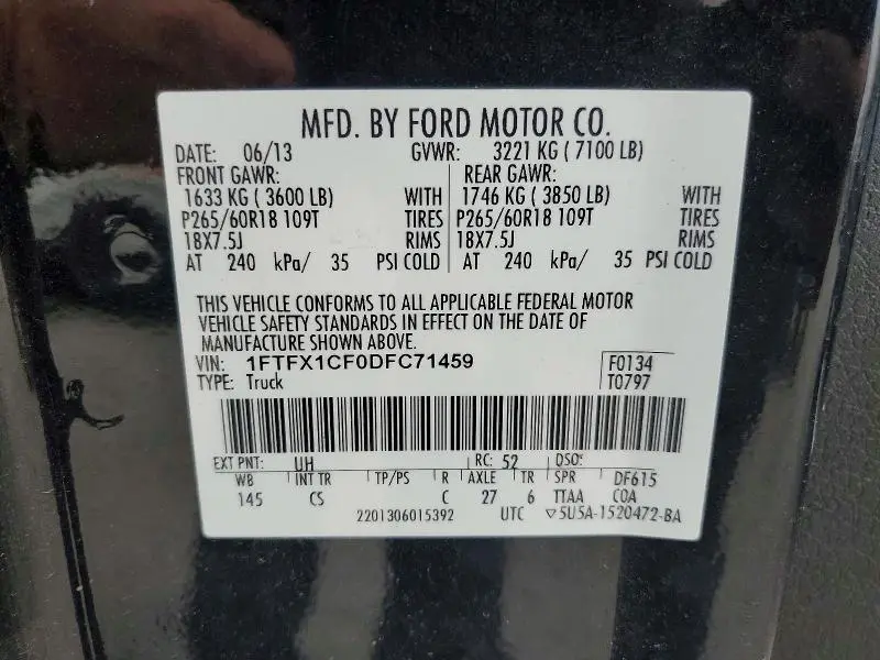 2013 FORD F150 SUPER CAB  