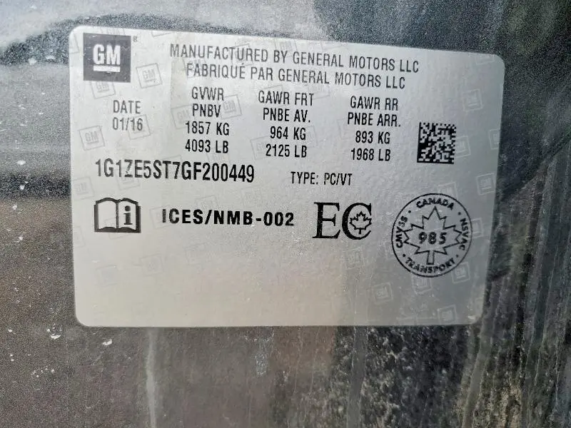 2016 CHEVROLET MALIBU LT  