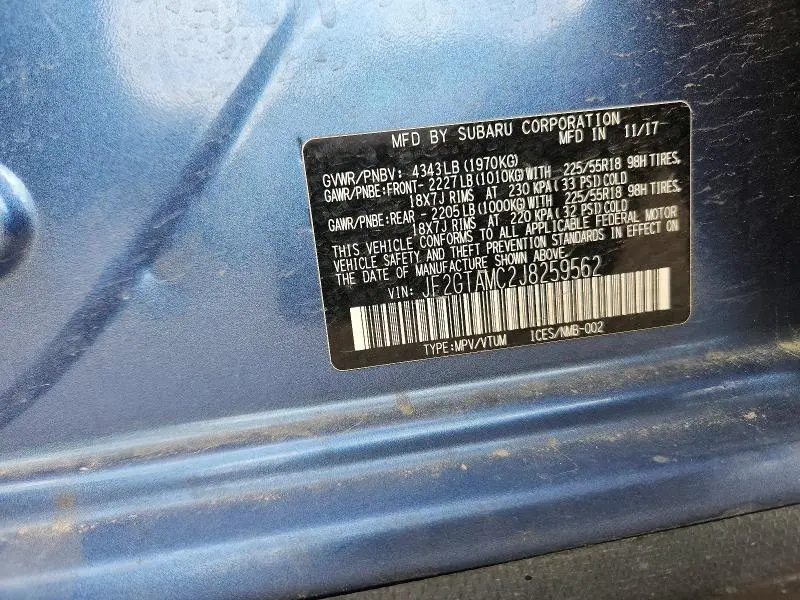 2018 SUBARU CROSSTREK LIMITED  