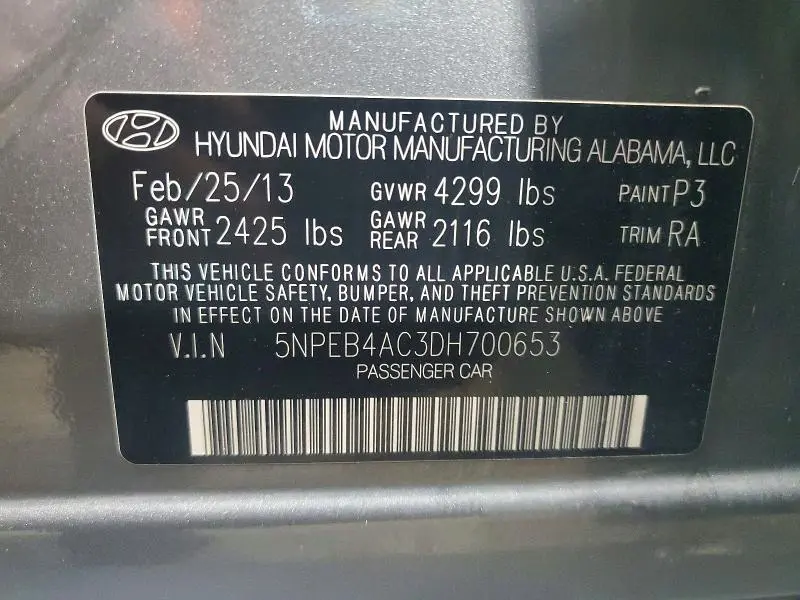 2013 HYUNDAI SONATA GLS  