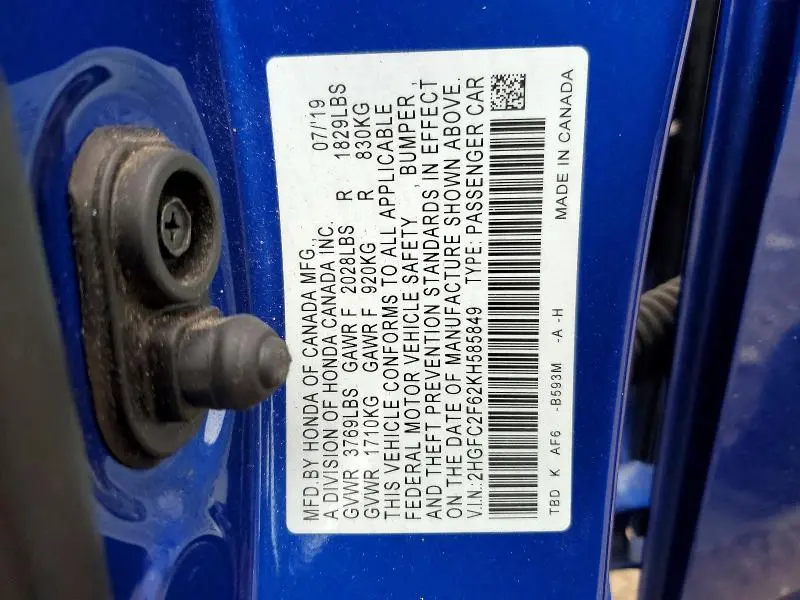 2019 HONDA CIVIC LX  