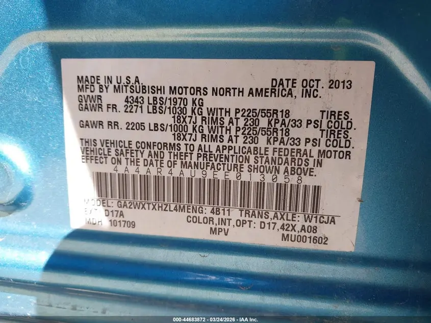 2014 MITSUBISHI OUTLANDER SPORT SE