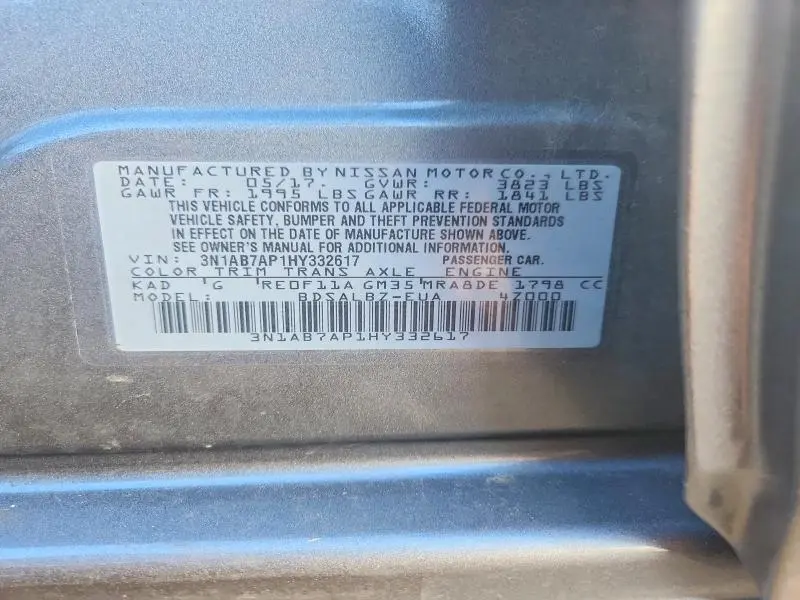 2017 NISSAN SENTRA S  