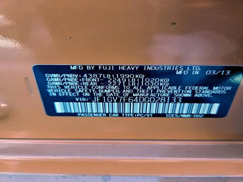 2013 SUBARU IMPREZA WRX  