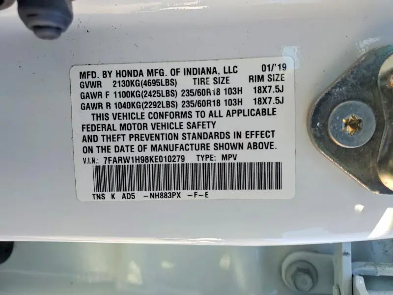 2019 HONDA CR-V TOURING  