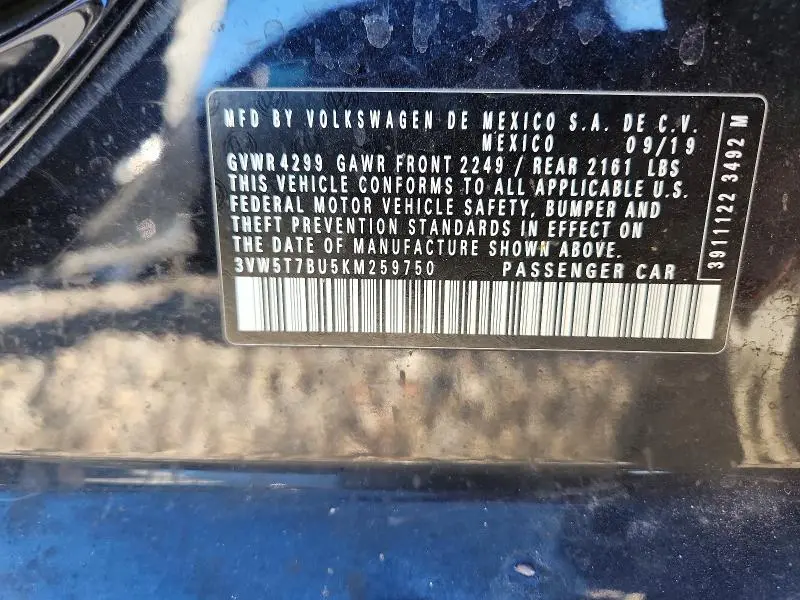 2019 VOLKSWAGEN JETTA GLI  