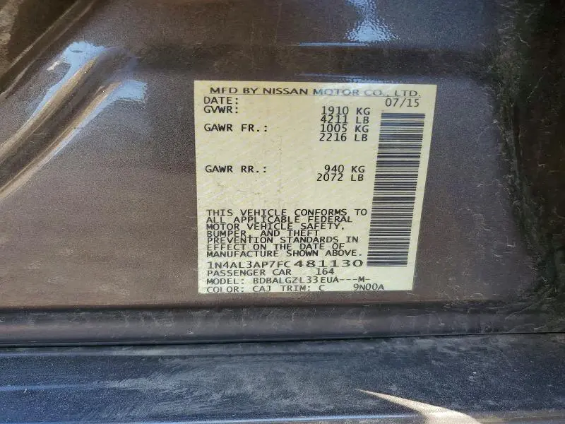 2015 NISSAN ALTIMA 2.5  