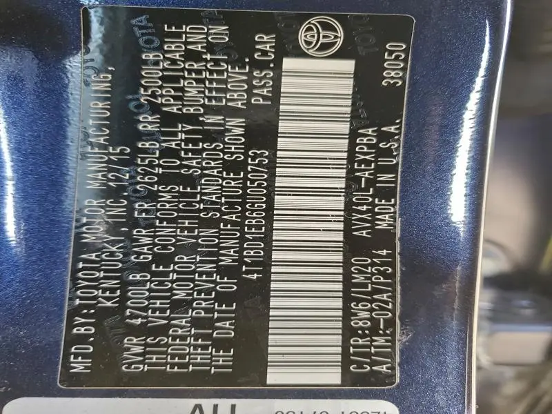 2016 TOYOTA AVALON HYBRID  