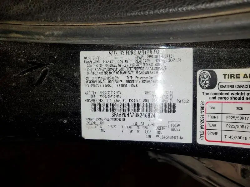 2011 FORD FUSION SE  