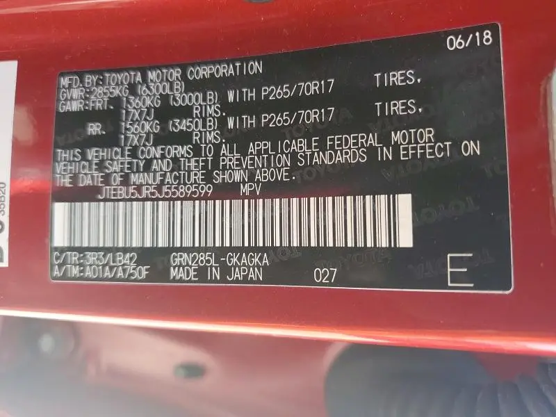 2018 TOYOTA 4RUNNER SR5 PREMIUM  