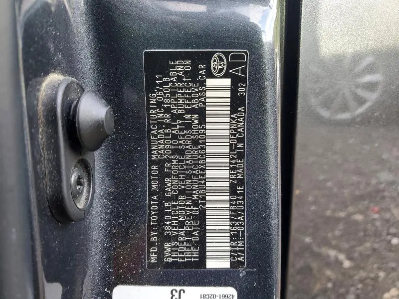 2011 TOYOTA COROLLA   