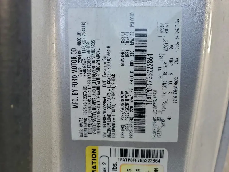 2016 FORD MUSTANG GT  