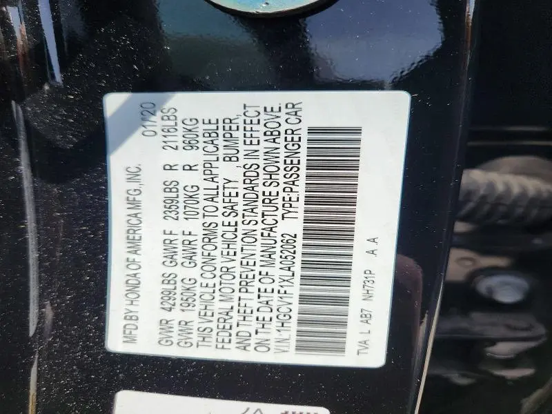 2020 HONDA ACCORD LX  