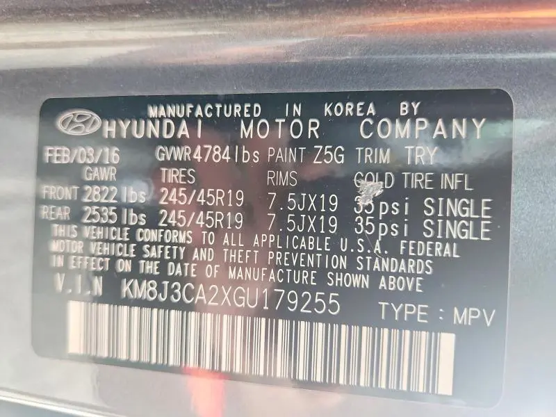 2016 HYUNDAI TUCSON LIMITED  
