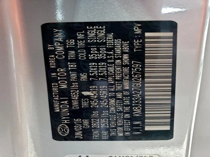 2016 HYUNDAI TUCSON LIMITED  