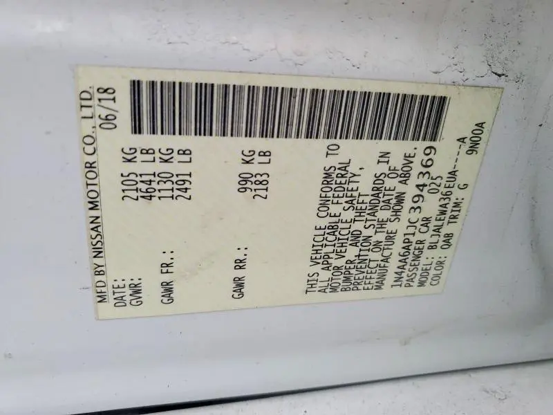 2018 NISSAN MAXIMA 3.5 SL  