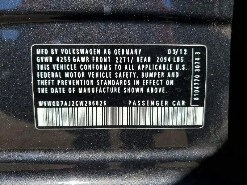2012 VOLKSWAGEN GTI   