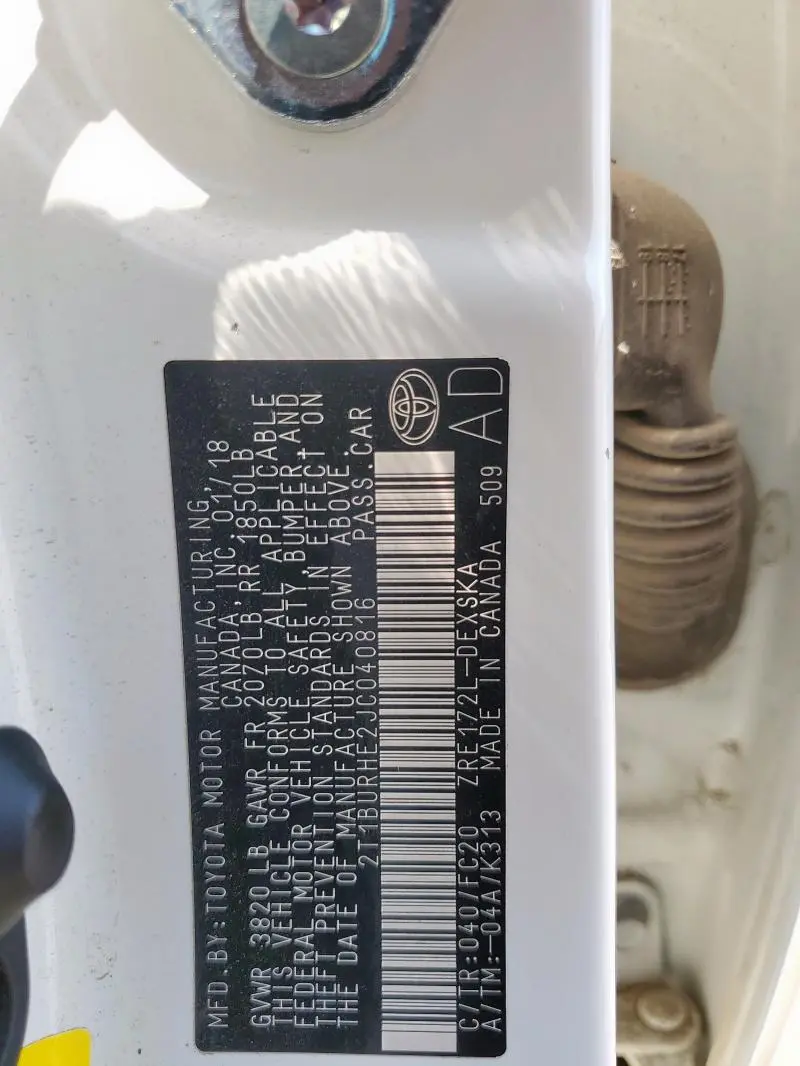 2018 TOYOTA COROLLA L