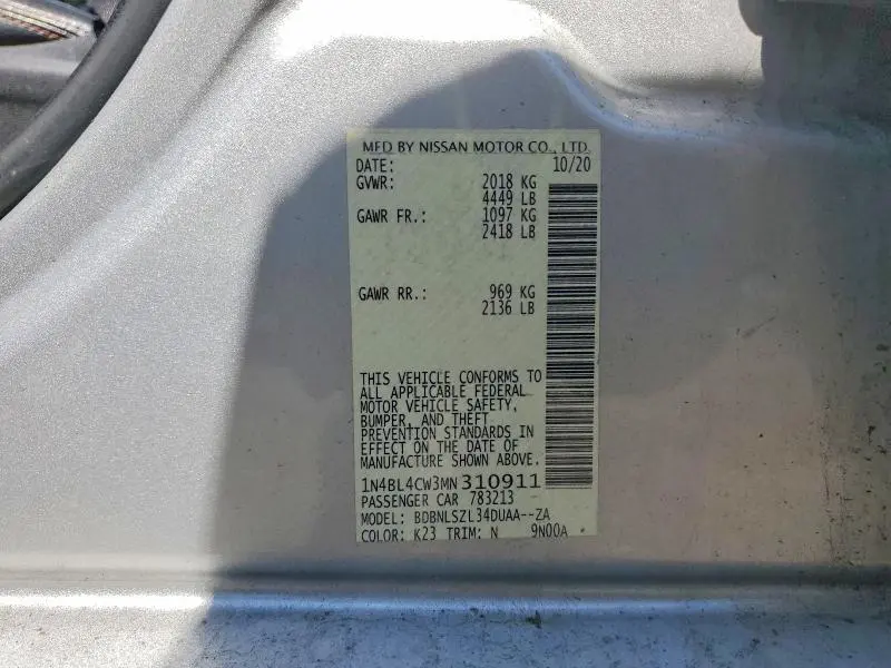 2021 NISSAN ALTIMA SR  
