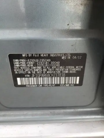 2012 SUBARU IMPREZA SPORT LIMITED  