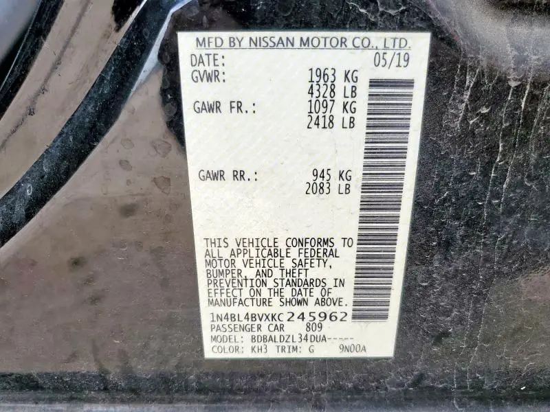 2019 NISSAN ALTIMA S  