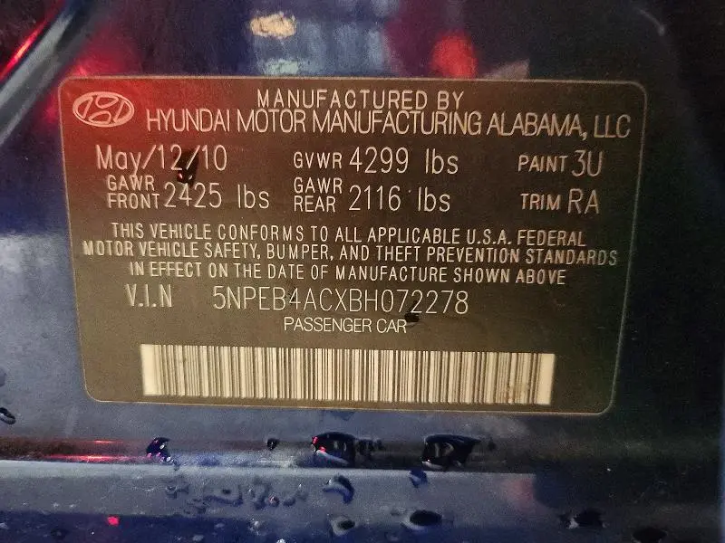 2011 HYUNDAI SONATA GLS  