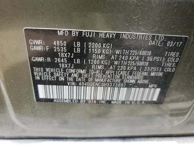2017 SUBARU OUTBACK 3.6R LIMITED  