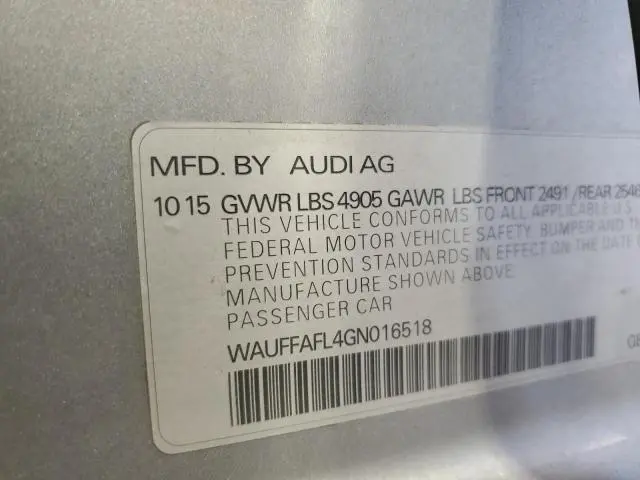 2016 AUDI A4 PREMIUM PLUS S-LINE  