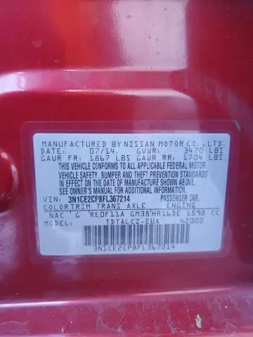 2015 NISSAN VERSA NOTE S  