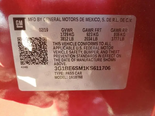 2019 CHEVROLET CRUZE LT  