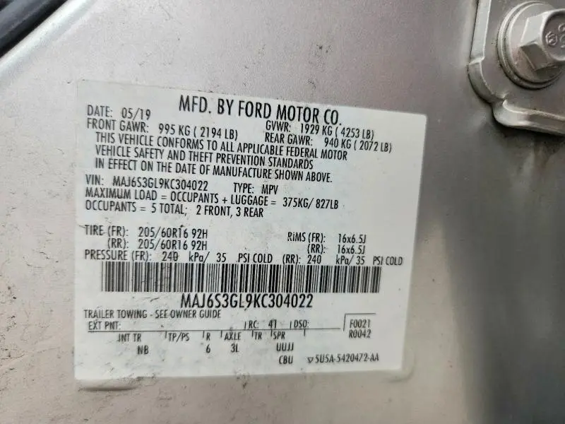 2019 FORD ECOSPORT SE  