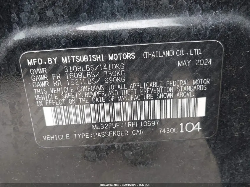 2024 MITSUBISHI MIRAGE G4 ES