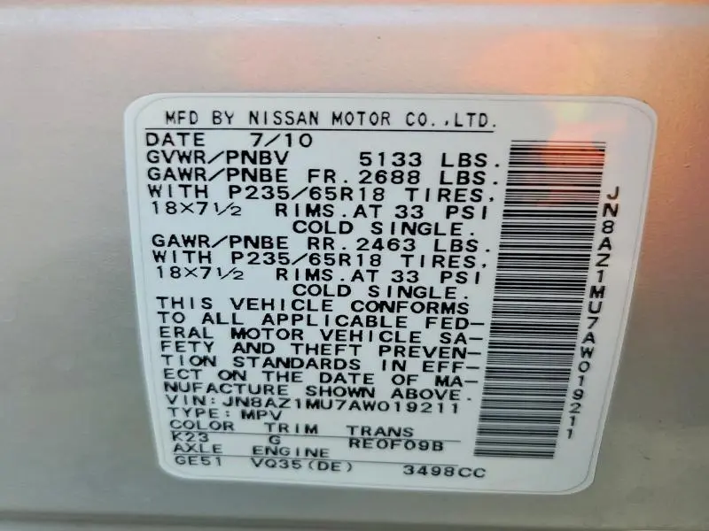 2010 NISSAN MURANO S  