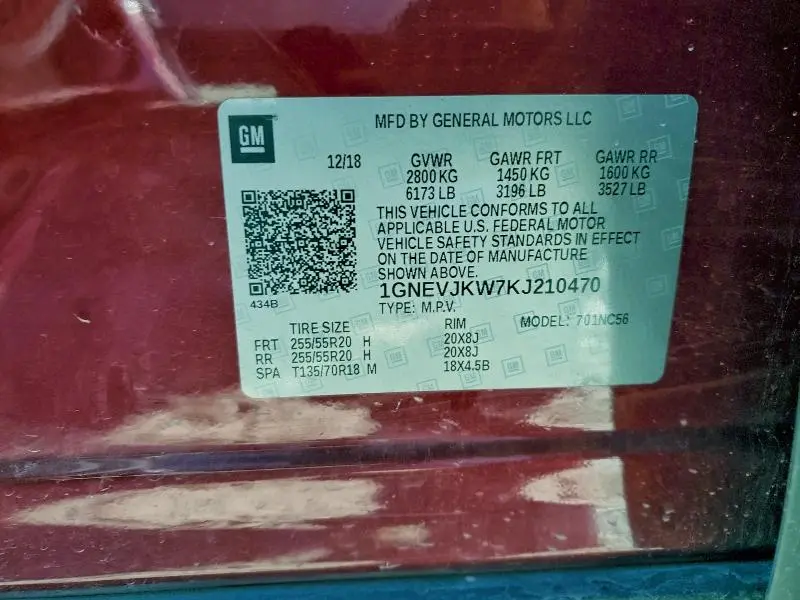 2019 CHEVROLET TRAVERSE HIGH COUNTRY  