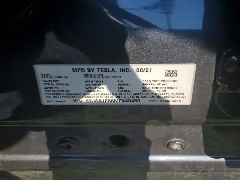 2021 TESLA MODEL S   