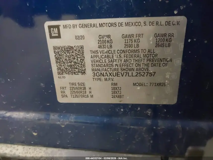 2020 CHEVROLET EQUINOX AWD LT 1.5L TURBO