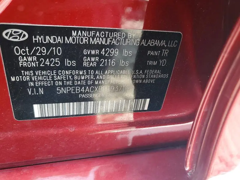 2011 HYUNDAI SONATA GLS  