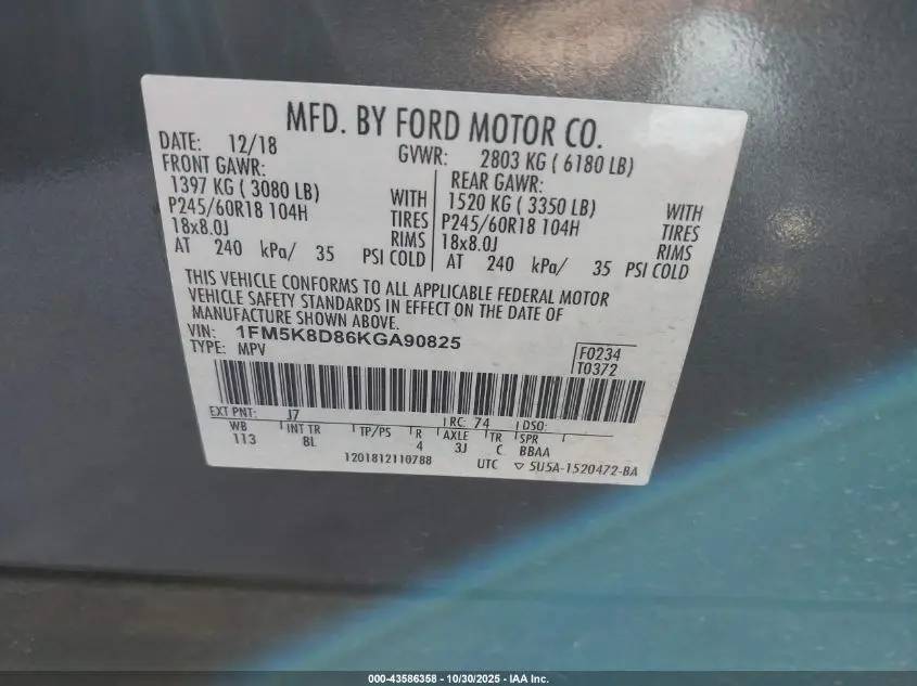 2019 FORD EXPLORER XLT