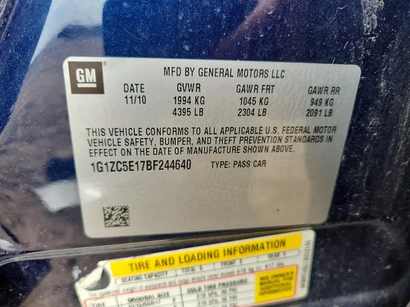 2011 CHEVROLET MALIBU 1LT  