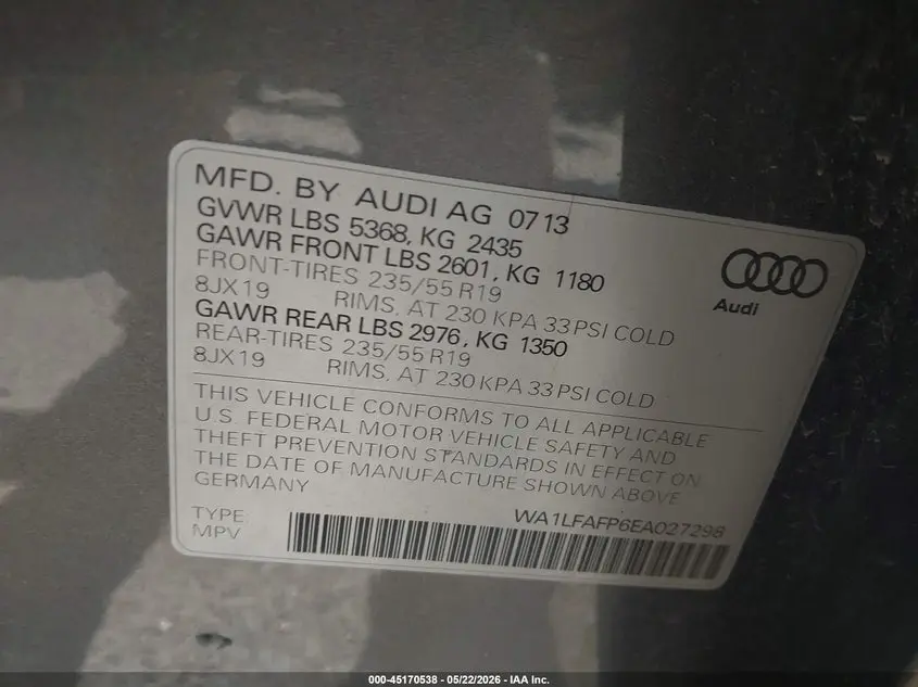 2014 AUDI Q5 2.0T PREMIUM