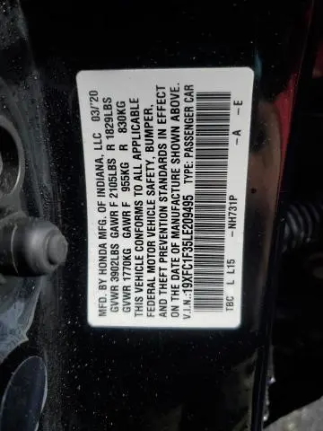 2020 HONDA CIVIC EX  