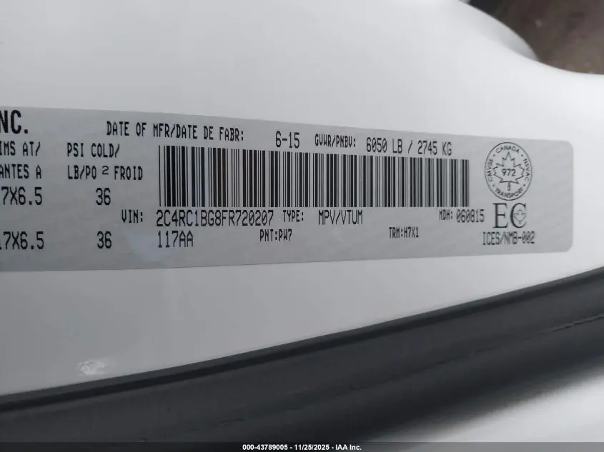 2015 CHRYSLER TOWN & COUNTRY TOURING