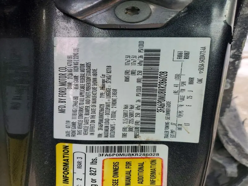 2019 FORD FUSION SEL  