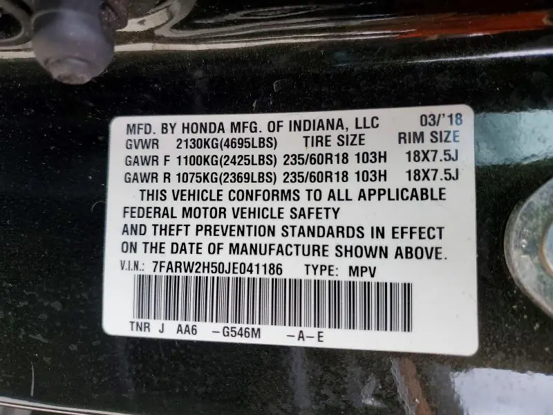 2018 HONDA CR-V EX  