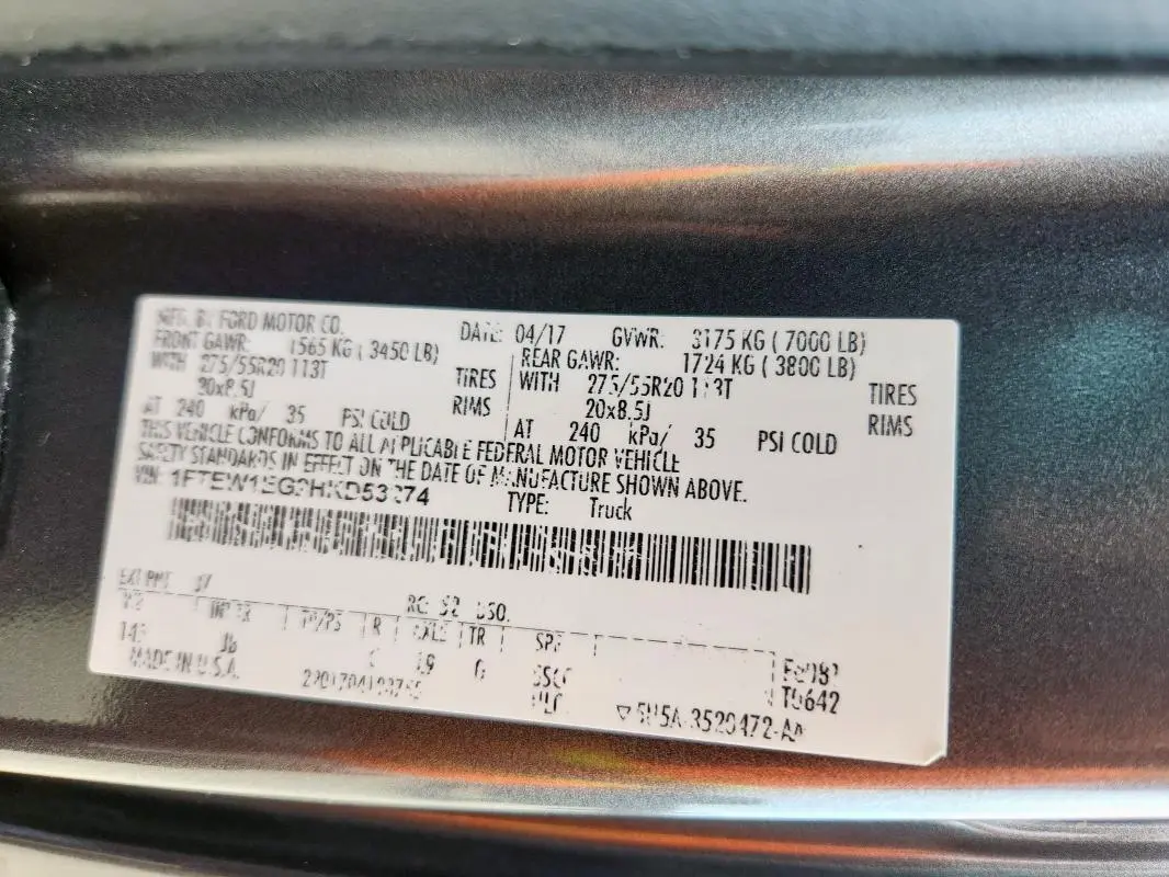 2017 FORD F150 SUPERCREW  