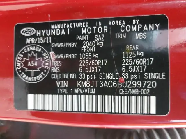 2011 HYUNDAI TUCSON GL  