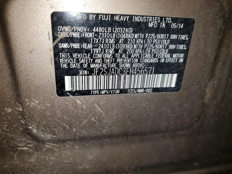 2015 SUBARU FORESTER   